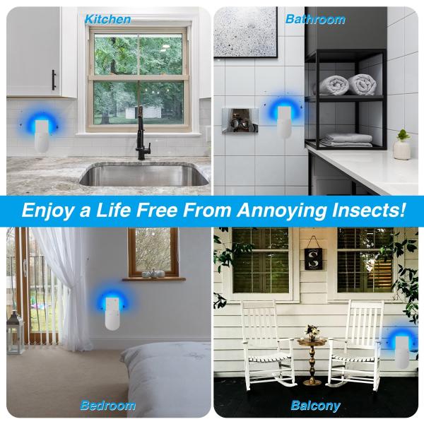 JZ Indoor Electric Fly Catcher Glue Trap with Night Light UV Attract Mosquito Sticky Trap Plug in Flying Insect Trap
