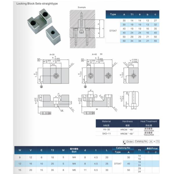JIS TBS Square Interlock Straight Type For Plastic Injection Mold Parts