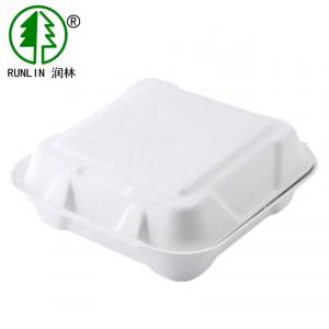 China Compostable Bagasse Take Away Disposable Burger Boxes 6in Biodegradable Food Containers on sale