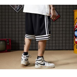 Buy cheap Niche Trend Striped Men Streetwear Shorts Breathable Spandex Basketball Pants from wholesalers