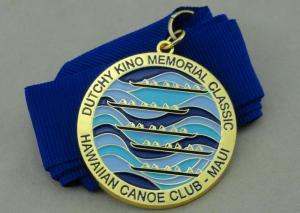 China Hawaiian Canoe Club Ribbon 3d Medal by Zinc Alloy Die Casting With Gold Plating on sale