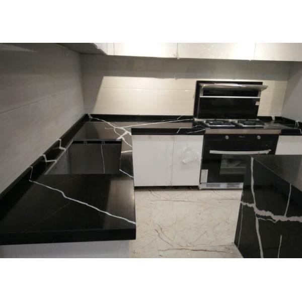 6mm 8mm 10mm Engineered Quartz Natural Black Quartz Material For Kitchen