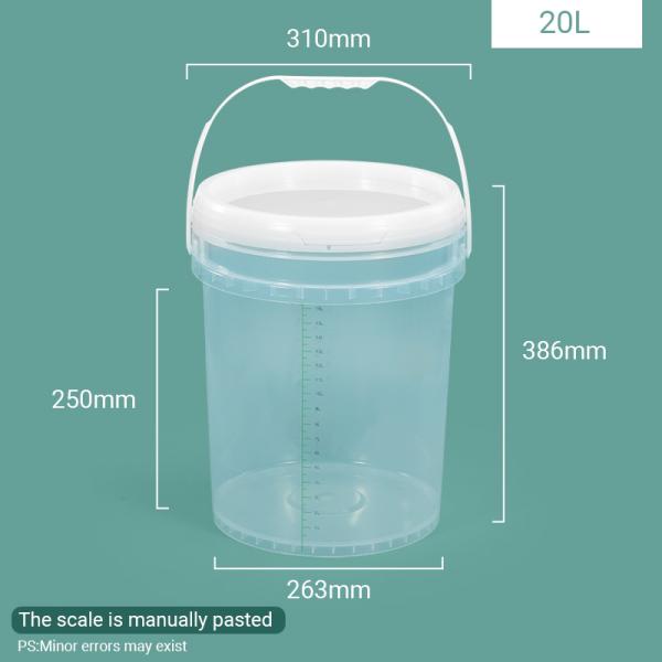 Silk Screen Printing 1L-50L Plastic Pail Pack PP Bucket with Lid and Iron Metal Handle
