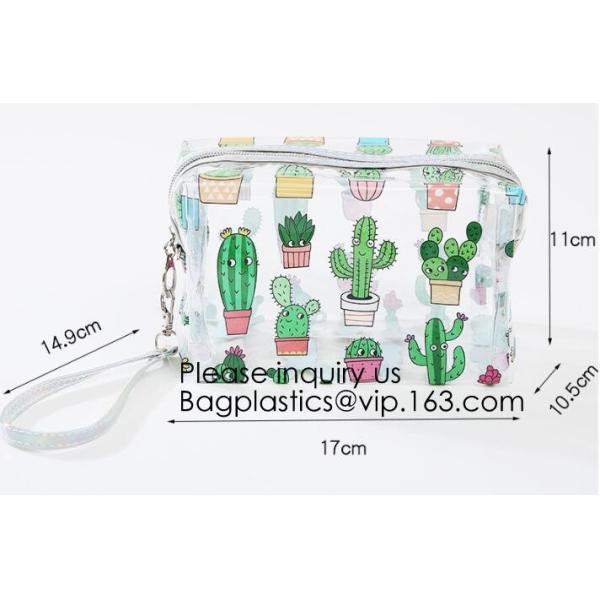Compact Multi-purpose Handbag-style Transparent Glitter Cosmetic Pouch with Zipper Pocket on the Back, bagease, bagplast
