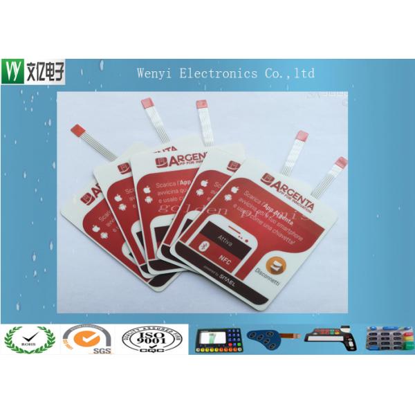 No Tactile PC sand Flat Membrane Switch 3M 467 Carbon ZIF Tail With Red Stiffener