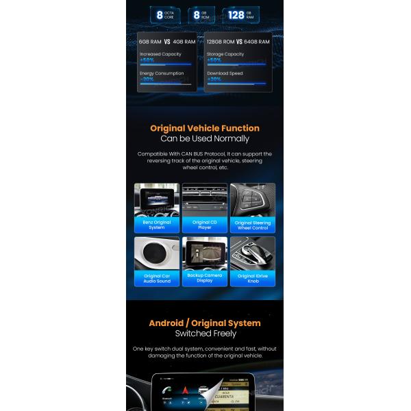 For Mercedez Benz C-Class W205 2015 to 2018 1920*720 Android 13.0 Car Radio GPS Multimedia Navigation No DVD Player