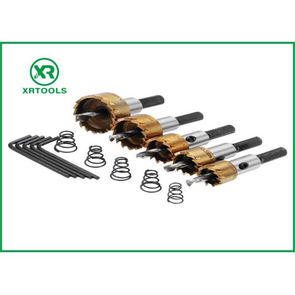 M35 Gold Coated HSS Hole Saw , Three Flat Shank 6mm Hole Saw 18 Degree Split Teeth