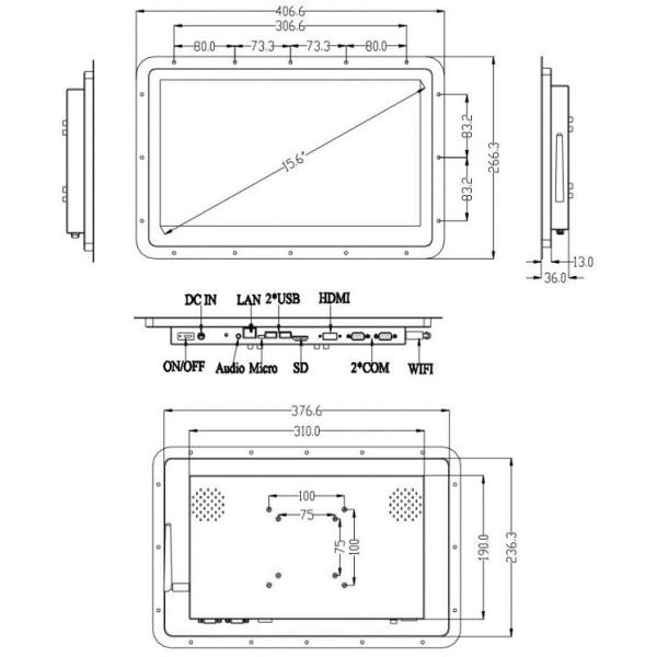 Industrial Android Open Frame LCD Monitor Rk3288 15.6 Inches Tablet PC