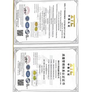 Zhangzhou Tianrong Machinery Co., Ltd. Certifications