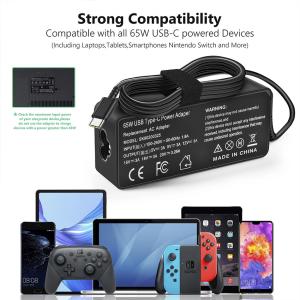 65W Desktop Power Supply Adapter with Type C Charging Wire 100-240V