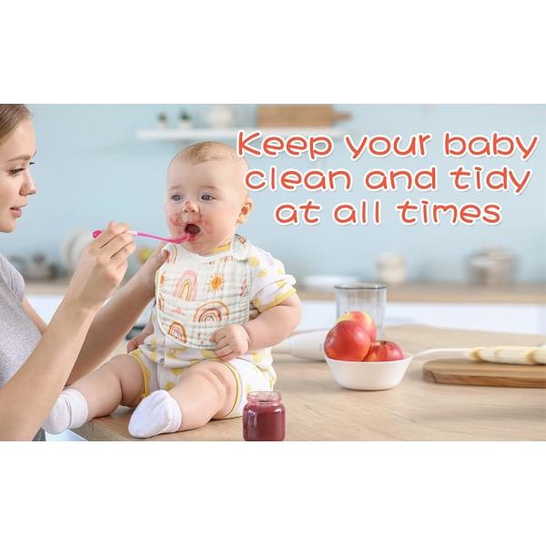 Adjustable Muslin Snap Bibs Cloth Bibs With Snaps Dirt Resistant With 6 Absorbent Soft Layers