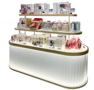 China Creative Multi Level Acrylic Cosmetic Display Cabinet Oval Glowing Shop Display Shelf on sale