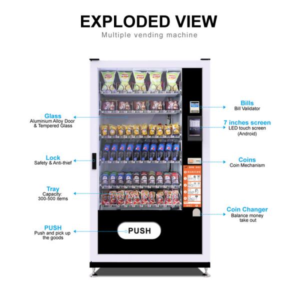 Snack / Food / Cold Drink Self Service Vending Machine 1933 * 1009 * 892mm Size