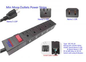 Quality American 10 Outlets Slim Plug Power Strip With Side Socket , Power Distribution Unit wholesale