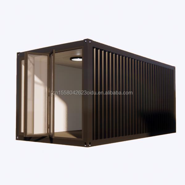 Conveniently Portable Flat Pack Sandwich Panel Architecture Container for Coffee Bar Convenience Store or Camping Site
