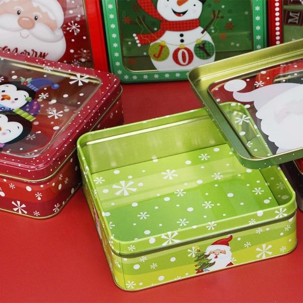 Wholesale Popcorn Tins Square Tin Box with PVC Window Printed Holiday Boston Tins