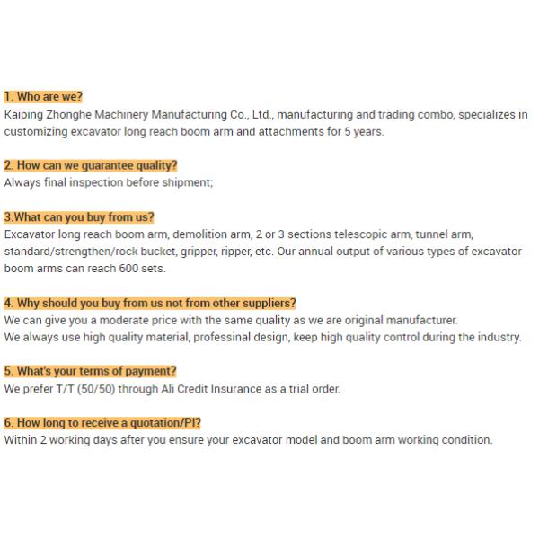 High Quality 20-Meter Three -Section Telescopic Arm with Clamshell Bucket for Sale