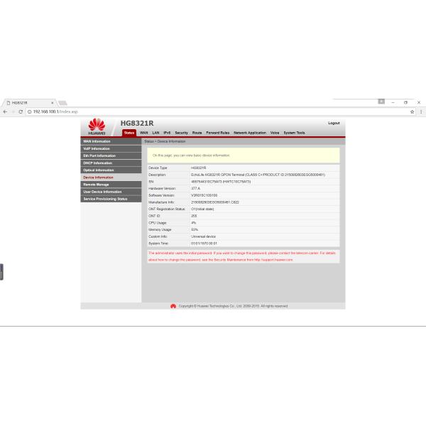 HUAWEI HG8321R GPON ONU ONT 2FE 1TEL HGU ONU SUPPORT IPV4 / IPV6 FIRMWARE ENGLISH VERSION