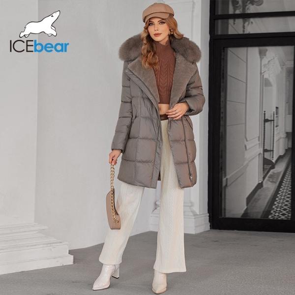 Luxurious Real Fox Fur Collar Mid Length Down / Cotton Jacket With Oblique Placket Design Showcasing Unique Elegance