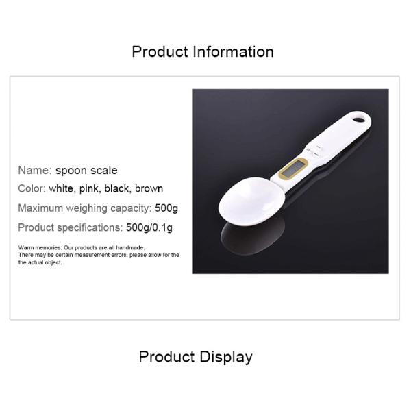 ABS Plastic Rayshine 500G Digital Food Scale with LCD Display Double Head Battery Kitchen Spoon Set