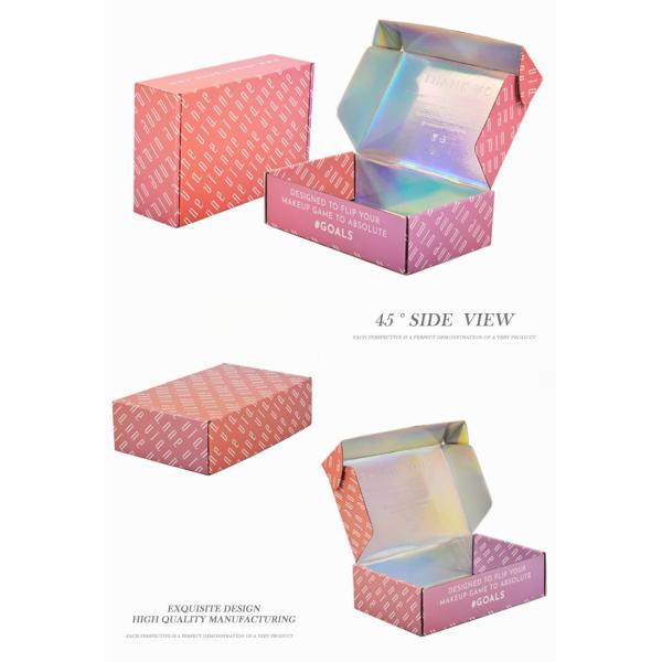 Custom Color Printed Iridescent Holographic Box / Makeup Mailer Holographic Cosmetics Product Packaging Box