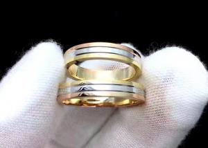 Quality Prong Setting 3 Colour Gold Ring , 18k Gold Wedding Band OEM ODM wholesale