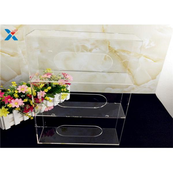 Medical Acrylic Display Case Acrylic Glove Dispenser With 2 4 Boxes Silk Screen Printing
