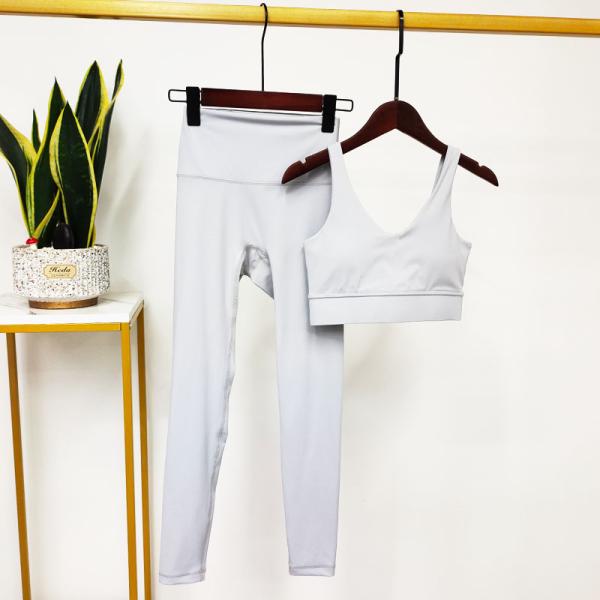 2 Piece Women Yoga Leggings Sets Clothes Shockproof Wide Sports Bra Yoga Clothing