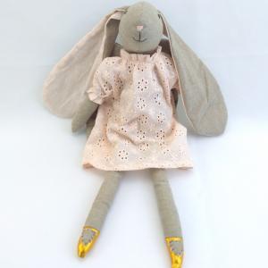 China Linen Soft Plush Toy Stuffed Bunny With Dress Skin Friendly For Girls Gifts on sale