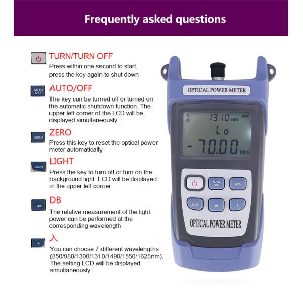 Handheld Fiber Optic Cable Tester 800nm 1700nm -70+6dbm For FC SC ST Connector