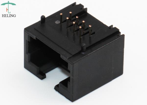 Unshielded Black 8P8C RJ45 Modular Connector Ethernet Jacks For PC Card Without