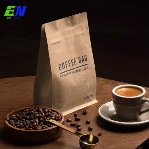 Quality Eco Friendly Kraft Paper Box Bottom Packaging Pouch Coffee Bags With Valve and Zipper wholesale
