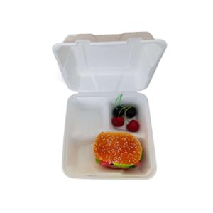 Biodegradable compostable bagasse 8inch compartment lunch paper boxes for fast