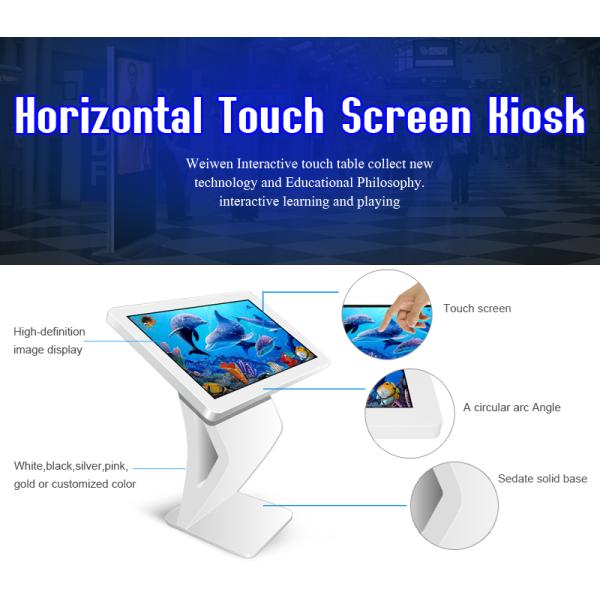 43 Inch Interactive Multimedia Free Standing Kiosk Tempered Glass Material