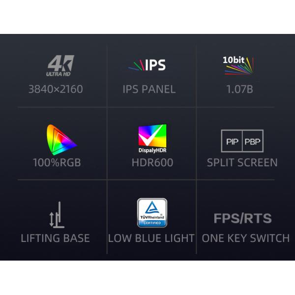 27 Inch 1ms Frameless Gaming 4K Monitor 125% Type C Flat Screen IPS