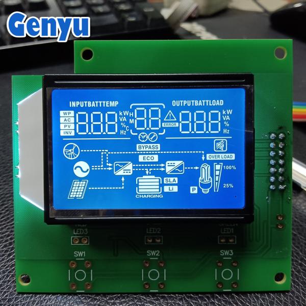 Cheap LCD 7 Segment Display HTN White On Blue Chip On Board AIP31621 Driver For Inverter for sale