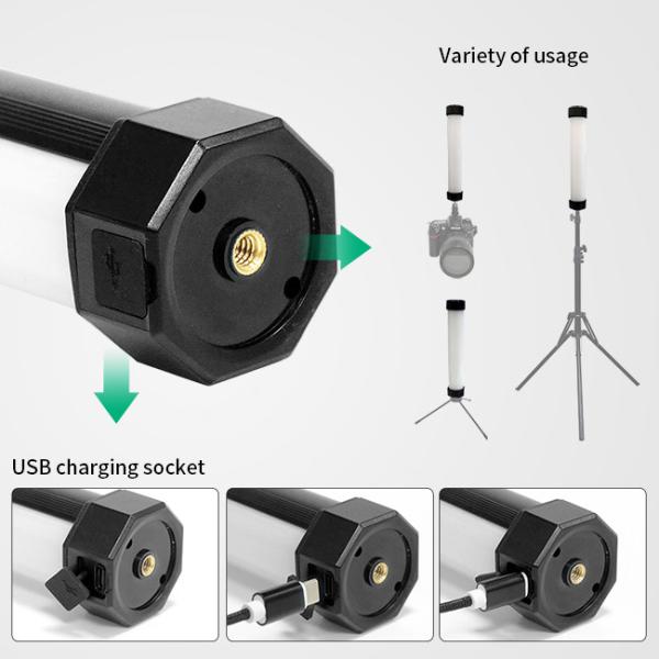 Handheld RGB Tube Studio Light Youtube Video Cameras 2700-7500k with 14 Lighting Effects for Photography