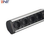 Horizontal EU power clamp on table power socket box with data connectors