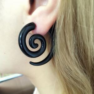 Quality Ethnic Black Spiral Earrings Ear Plugs Acrylic Piercing Drop Earring Punk Twister Earrings for Women wholesale