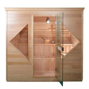 China Wooden Door Handle Redwood Cedar Home Steam Sauna Room With Reading Light on sale