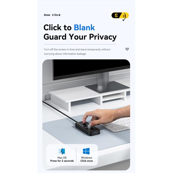 Essager ES-HB04 7-Port USB 3.0 Hub for Laptop PC 5Gbps Data Transfer