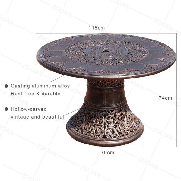 Waterproof Cast Aluminum Patio Table Retro Cast Aluminum Outdoor Dining Table
