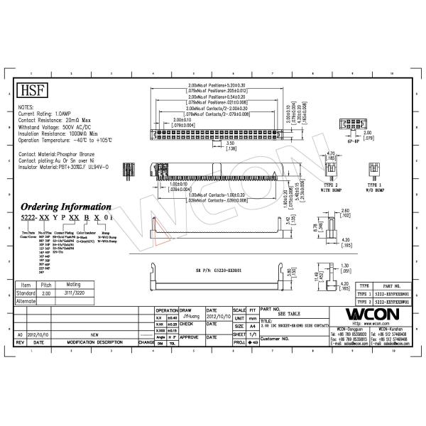 WCON 2.0mm 2*10P IDC Female Connector PBT 30%GF UL94V-0 Phosphor Bronze IDC Cable Connectors