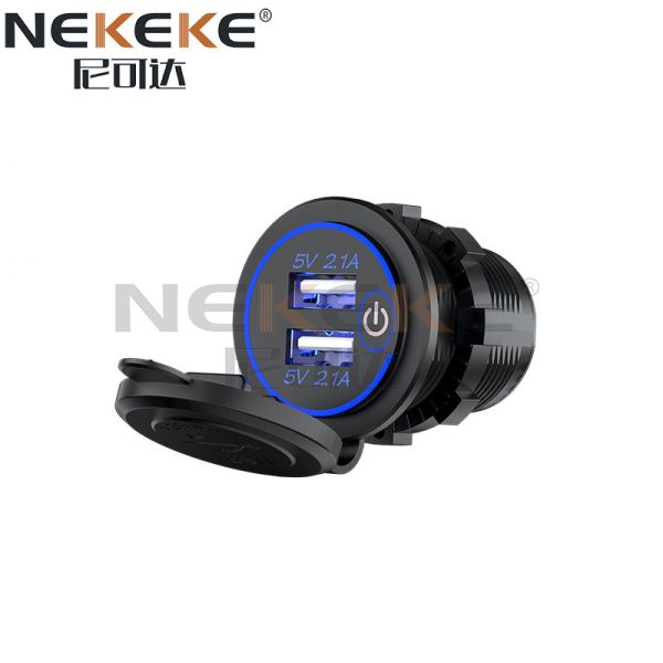 Cheap Dual USB Marine Power Socket 4.2A Boat Power Outlet With Blue LED Indicator for sale