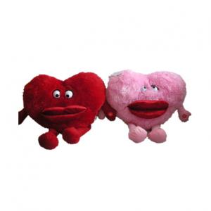 China 2 Color Asst 7.87in 20cm Heart Shaped Plush Pillow With Red Lip Non Toxic on sale