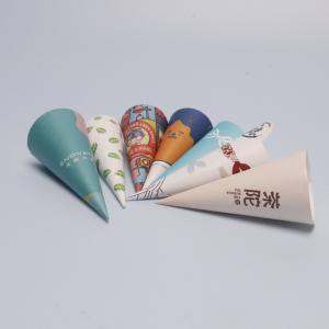 Quality Disposable Cone Ice Cream Cups Custom Printed Packaging Paper Pack Sleeves wholesale