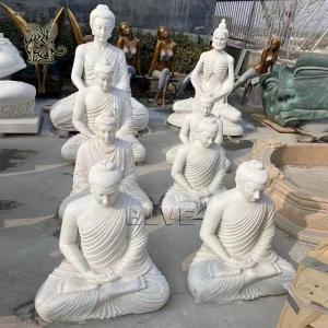 China White Marble Buddha Statues Home Decor Sculpture Stone Carvings Garden Sitting Life Size Religious Spot Goods on sale