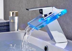 Quality ROVATE Watermark LED RGB Faucet Spout Washroom Waterfall Basin Mixer Tap wholesale