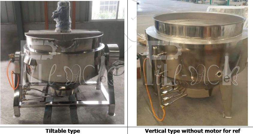 Electrical Heating Stainless Steel Industrial Steam Jacketed Kettle Tiltable 400L Capacity