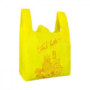 Quality Yellow Recyclable Environmental Friendly Reusable Shopping Non Woven T Shirt Bag wholesale